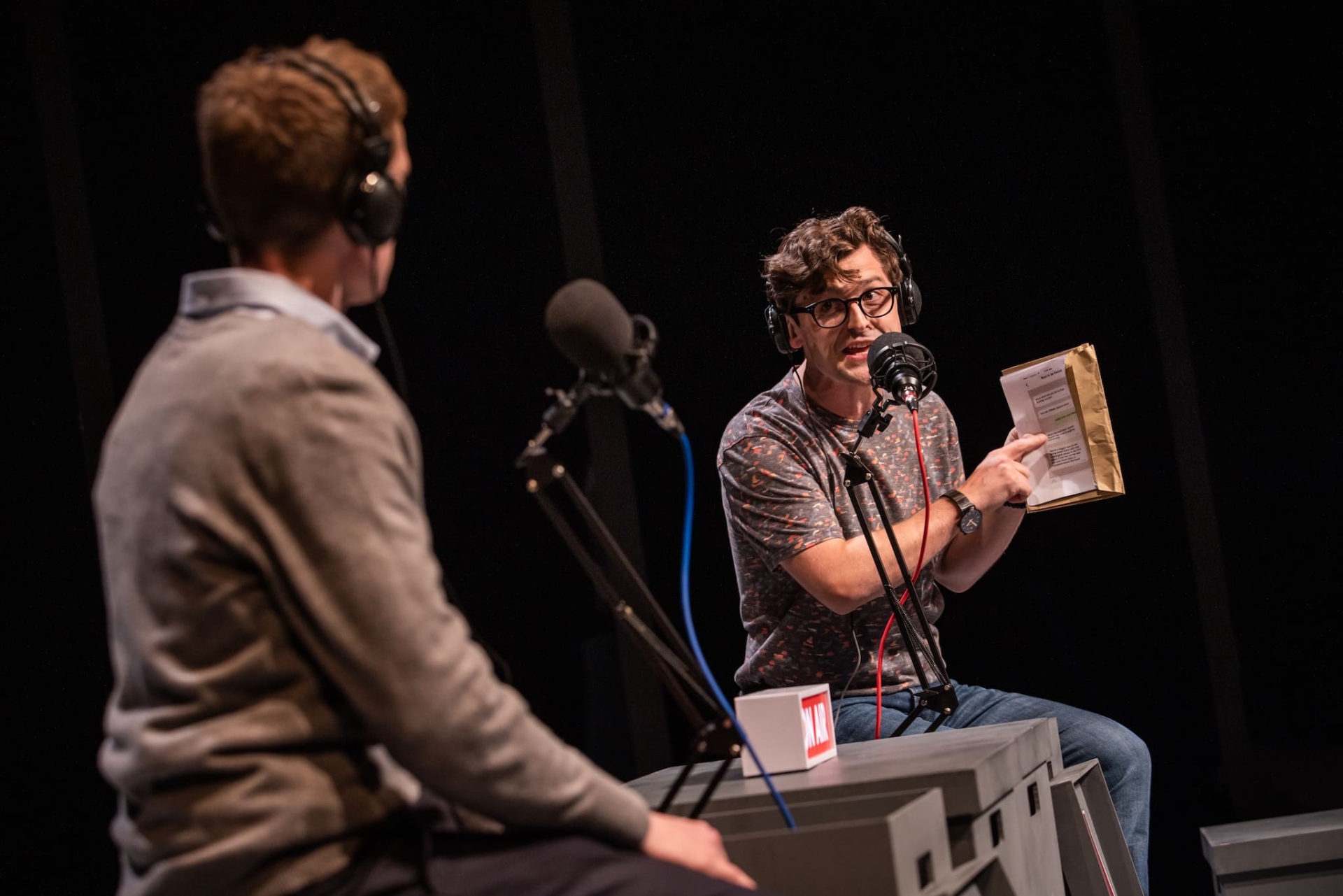 John Doran And Aidan Moriarty On The Stage Of The Pavillion For Duck Duck Goose, A Fishamble The New Play Company Production, Photo By Ste Murray
